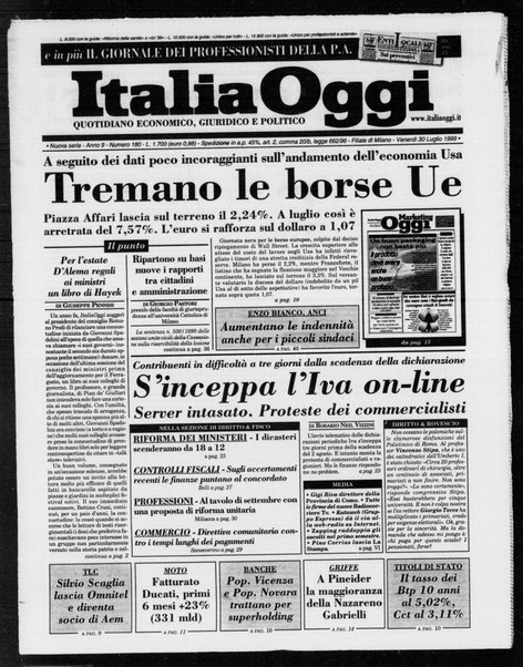 Italia oggi : quotidiano di economia finanza e politica